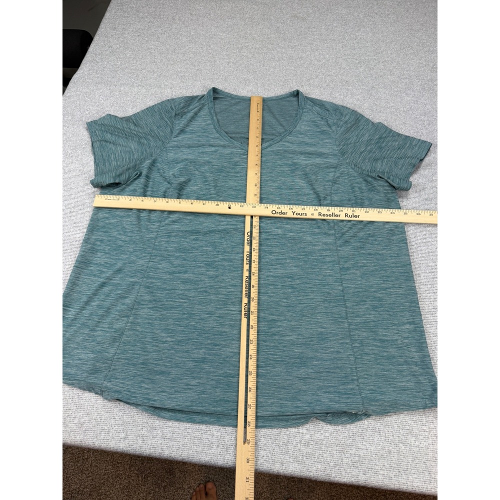 Duluth Trading Co Womens 2X Teal Heather V-Neck Short Sleeve Performance Tee - Picture 6 of 7